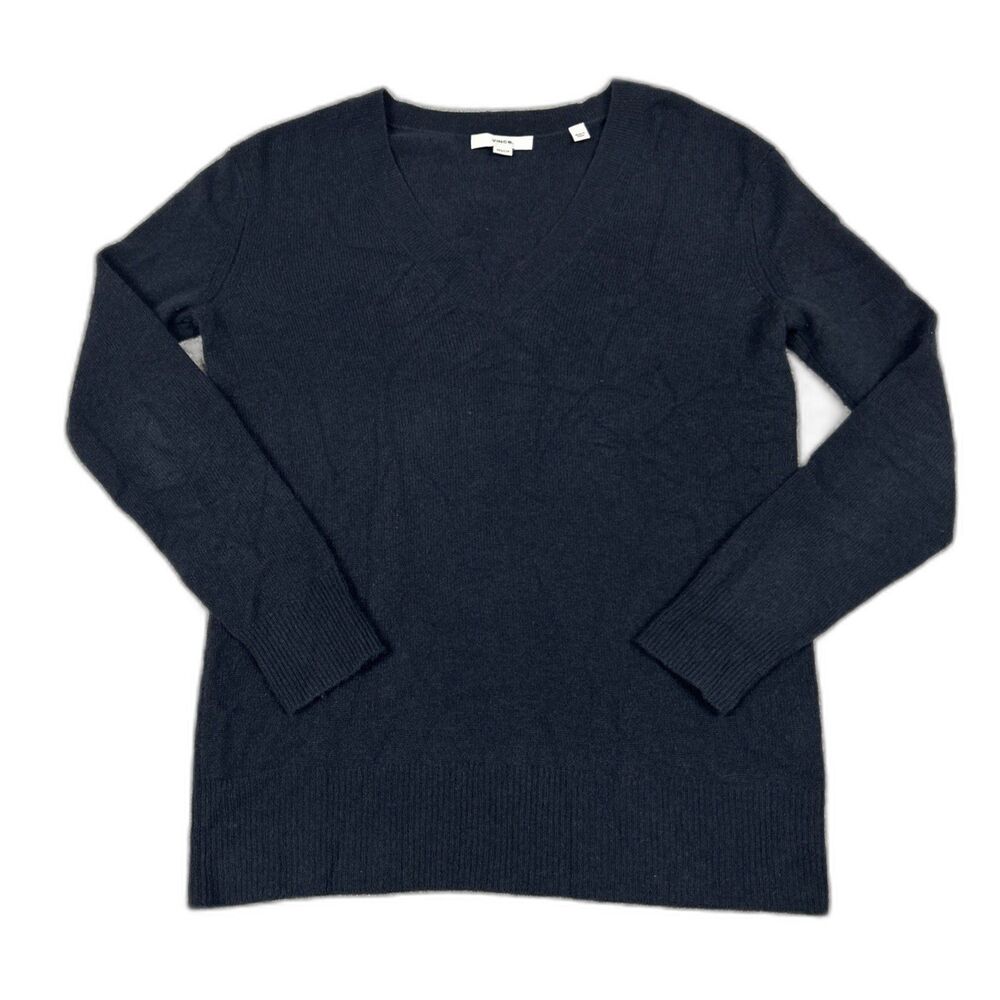 Vince Weekend Sweater Womens XXS Cashmere Black V Neck Pullover Luxury Oversized